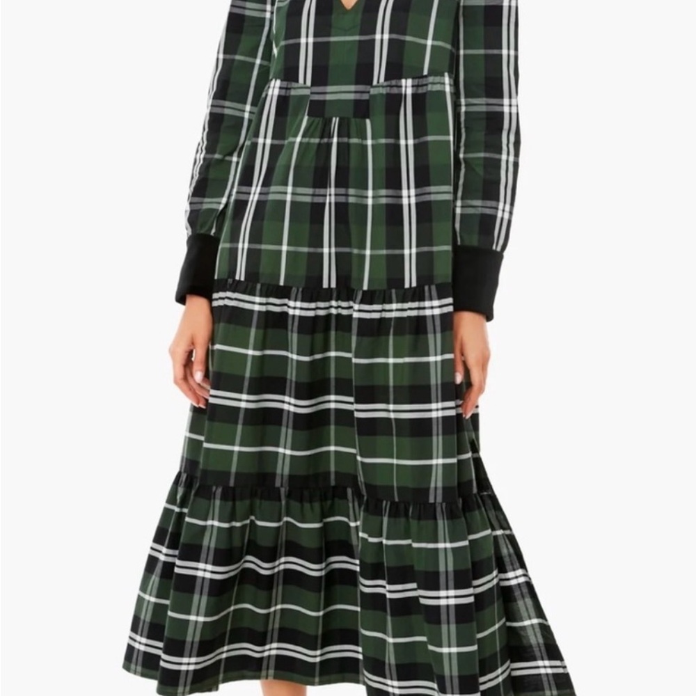 Tuckernuck Tartan Bristol Chic Green Plaid Long Sleeve Dress size S
